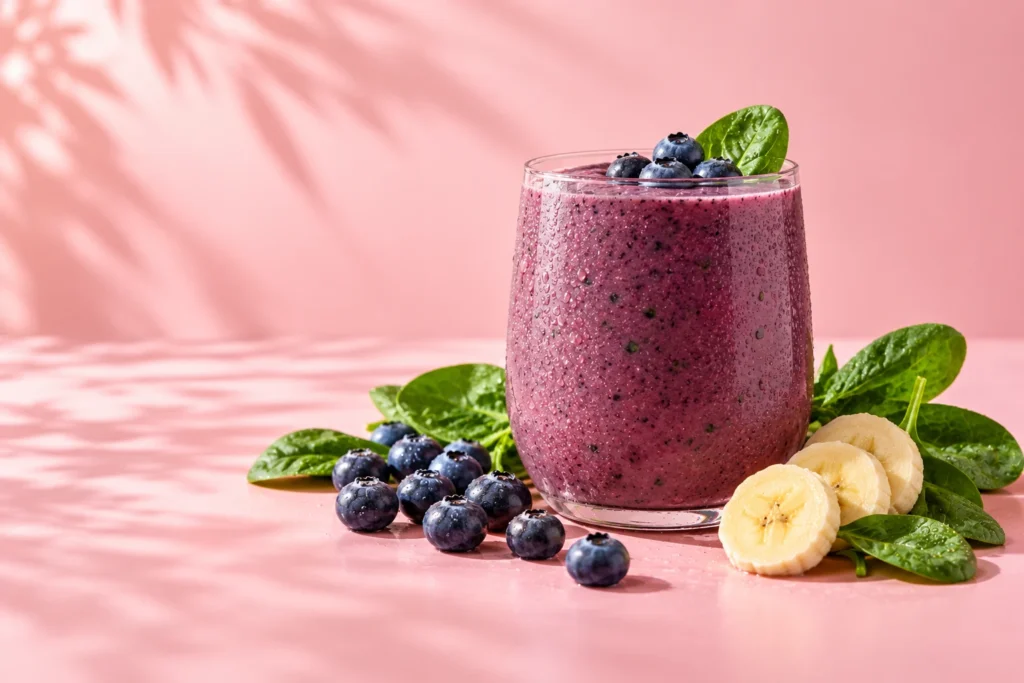 blauwe bessen banaan spinazie